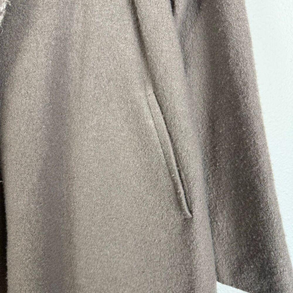 Garnet Hill Asymmetrical Taupe Boiled Wool Wrap Coat Size 4 - Picture 7 of 12